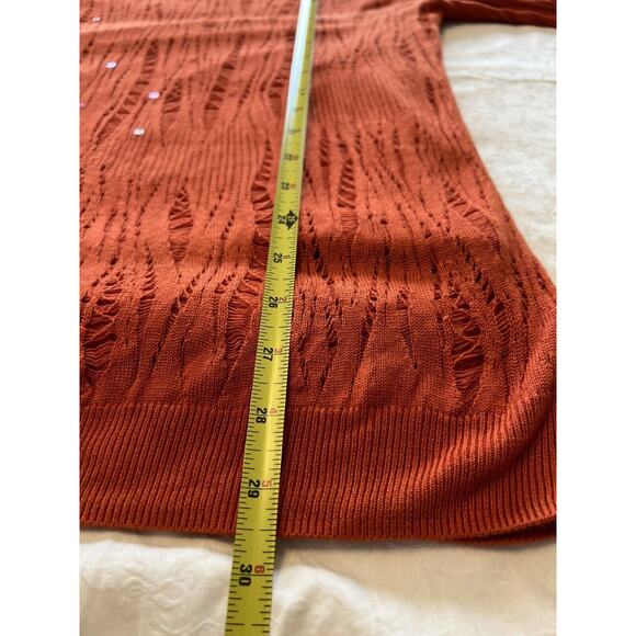 City Girl Nancy Bolen Womens L/XL Orange with Sequins Sweater Tunic - Picture 11 of 12